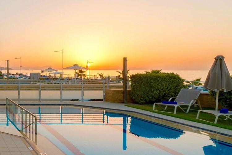 Crete villa rentals on the beach - Villa Avra with private pool and sun loungers by the sea at sunset