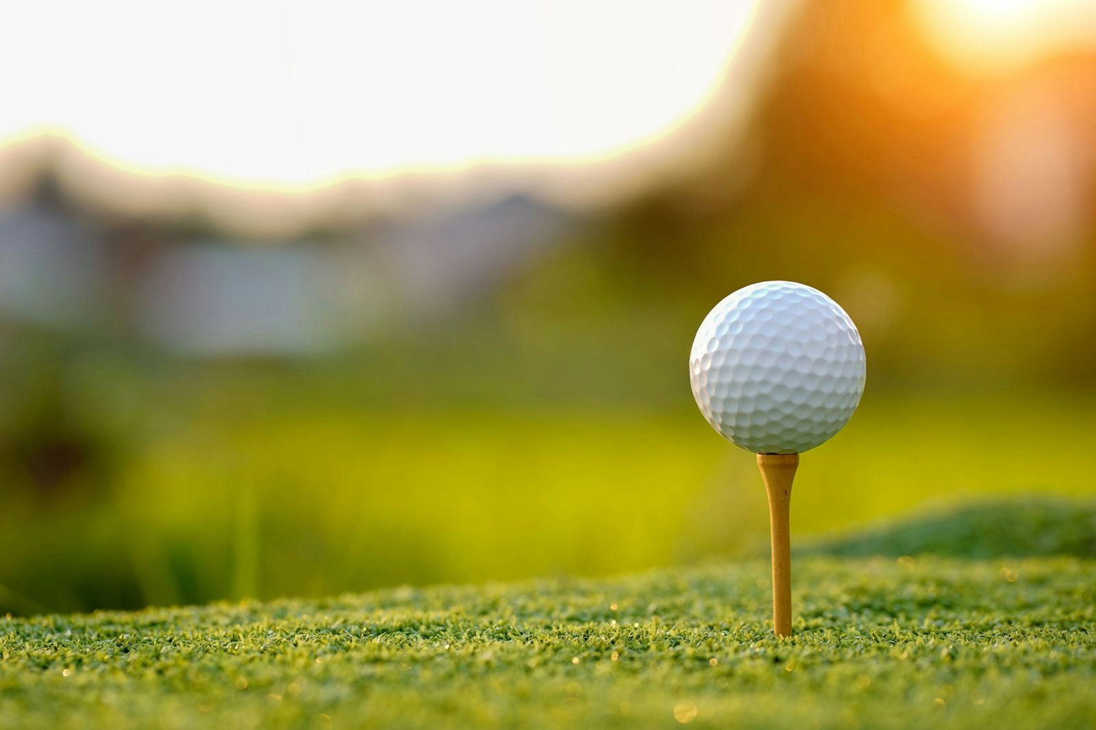 A golf ball on a tee close up shot
