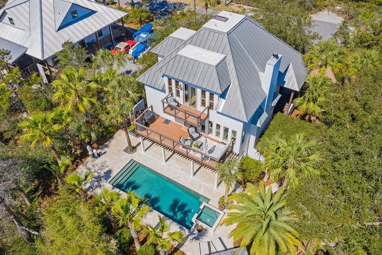Aerial view of Blue Mountain 6 with private pool in FL