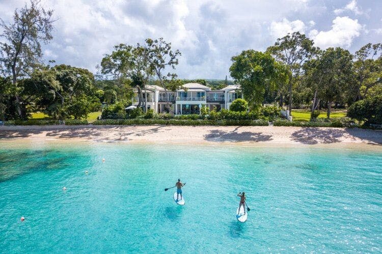 Villa Tamarindo beachfront location in St James Barbados. Beachfront location.