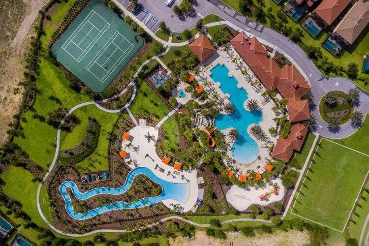 Aerial view of Villatel Village at Solterra in Orlando