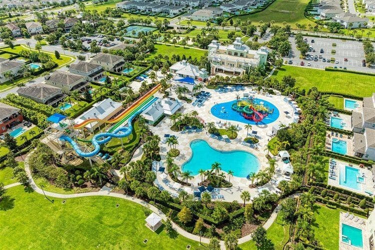 Aerial view of Encore Resort Orlando with shuttle service to Disney