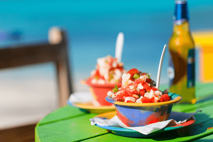 Restaurants in Gustavia two bowels of fruity salad