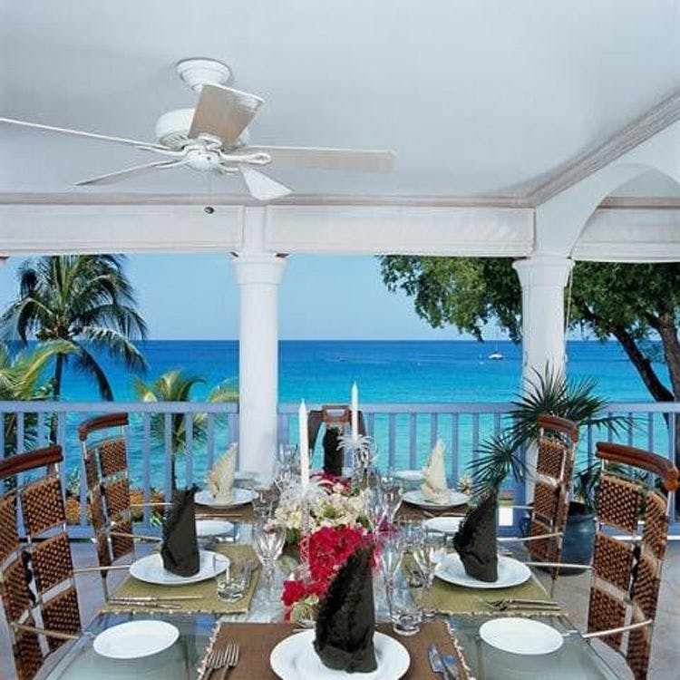 Villas on the beach in Holetown, Barbados - Villas on the Beach 201 covered balcony with sea view
