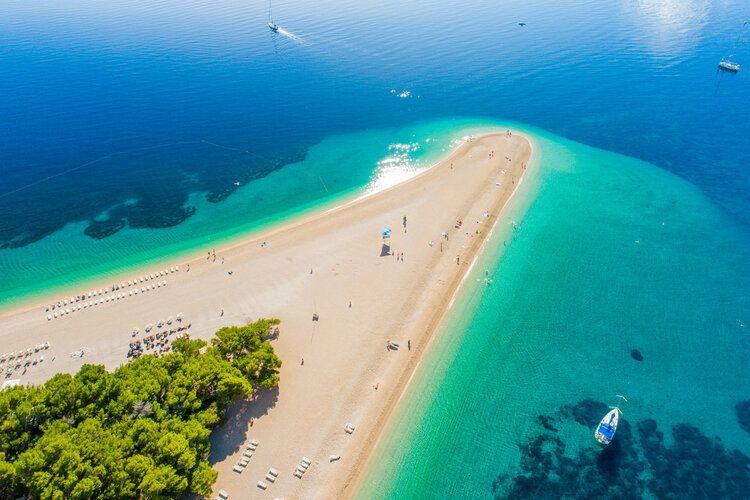 Best places to stay in Croatia, view of Zlatni rat beach in the Dalmatian Islands