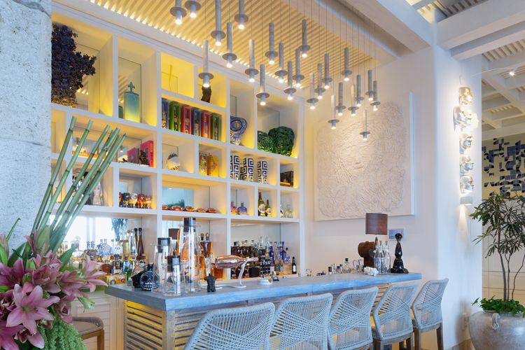 Cancun villas with chefs Villa Sha bar stocked with spirits and drinks