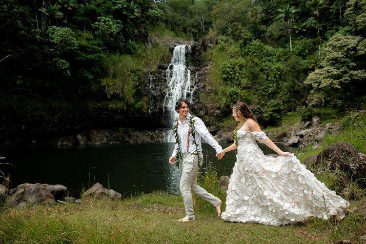 Costa Rica wedding villas, couple by waterfall, Top Villas