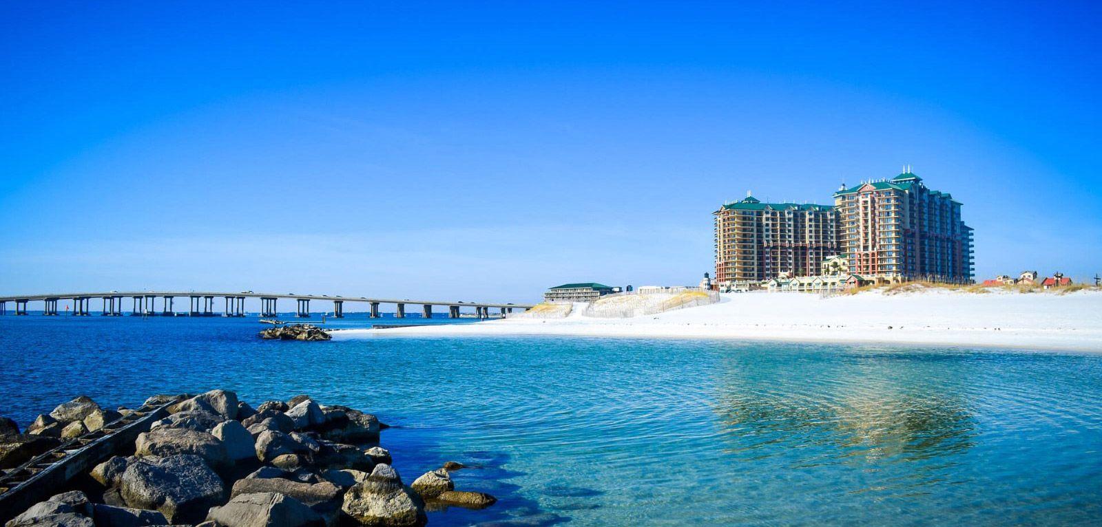 Destin beach and bridge