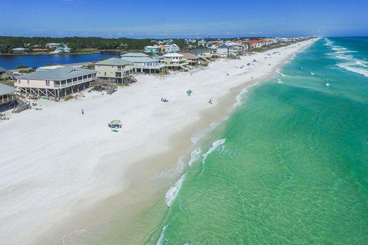 Dune Allen Beach 5 view of beach with vacation rentals along the sand