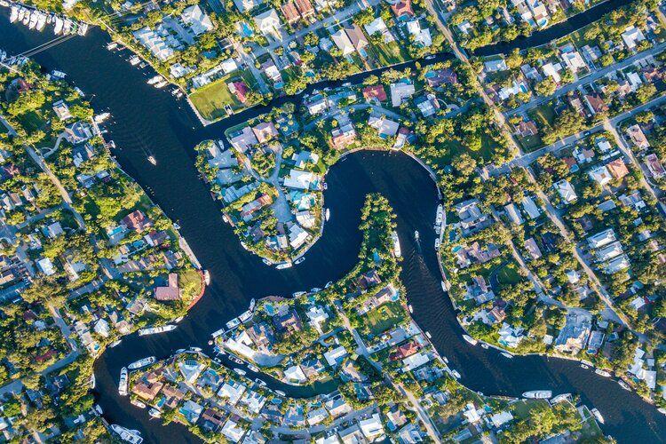 Florida intracoastal waterways, aerial view, Top Villas