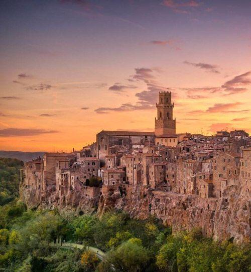 Hilltop town near Grosseto at sunset