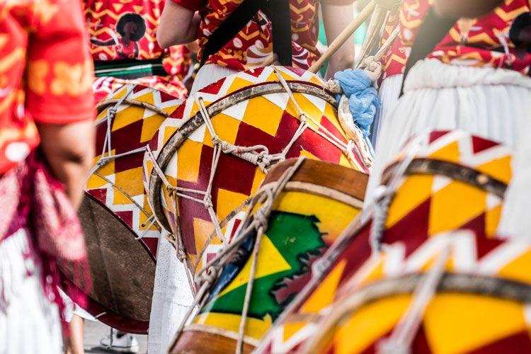 Street drummers in a festival parade