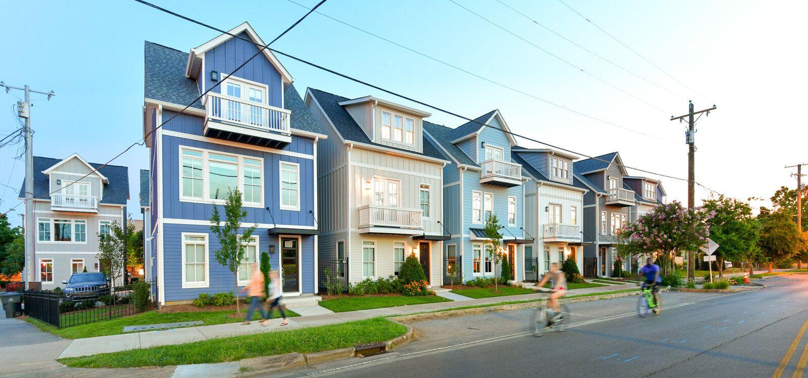 Nashville vacation rentals for couples, bike ride along street with rentals