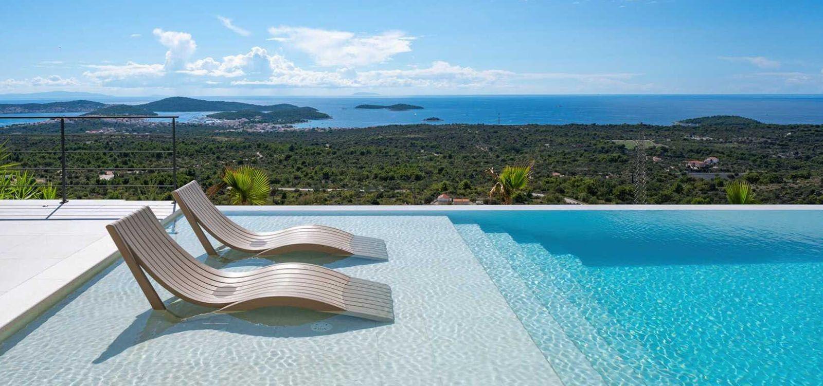 Rogoznica villas with pools, view from Rogoznica 4 pool, Top Villas