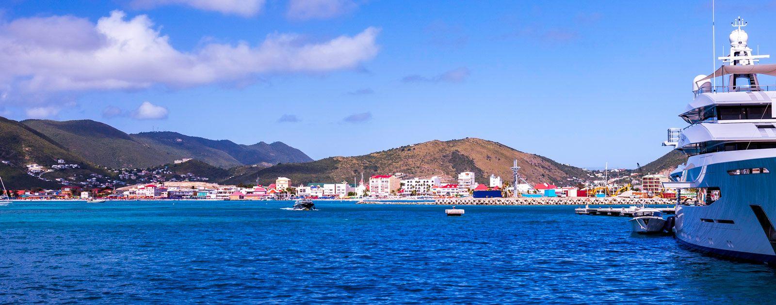 A yacht moored in Philipsburg, Sint Maarten