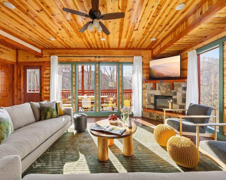 Sevierville pet friendly cabins, living room of Sevierville 172, Top Villas