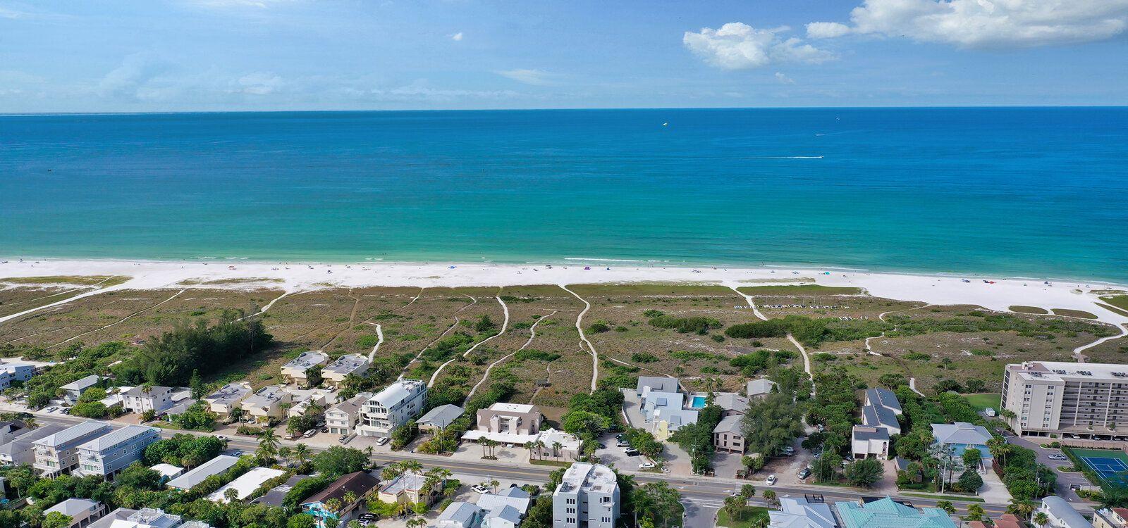 Siesta Key vacation rentals, beach aerial, Top Villas