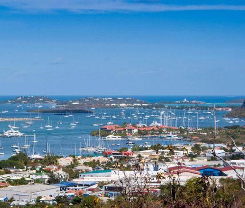 Simpson Bay marina with yachts