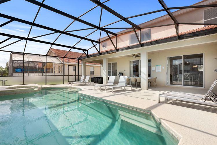 Solana vacation rentals with private pools Solana Resort 338 private covered pool area with sun loungers and hot tub