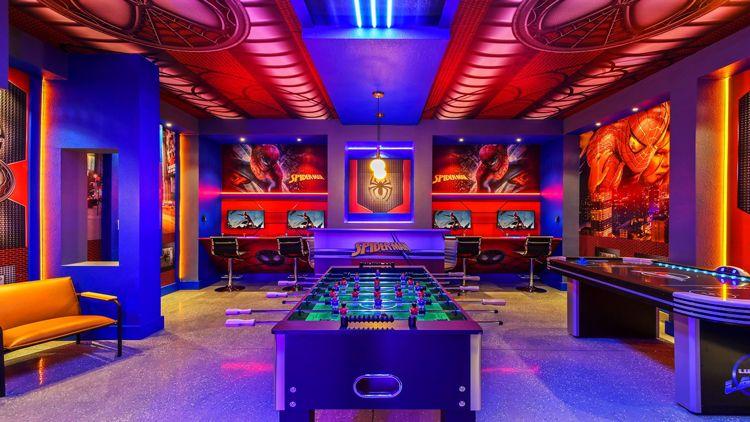 Solara Resort rentals near Disney World - Solara Resort 456 game room with Spiderman theme