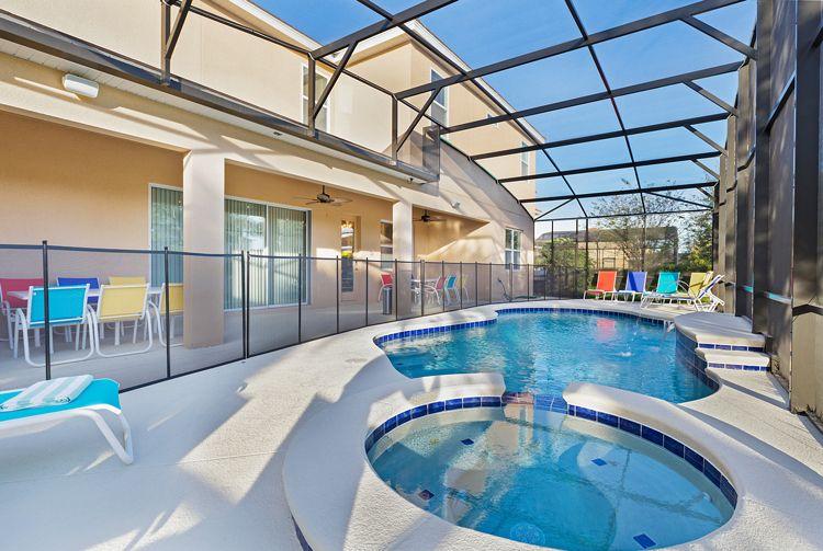 Solterra Resort luxury homes with pools Solterra Resort 1 private covered pool area with hot tub and sun loungers