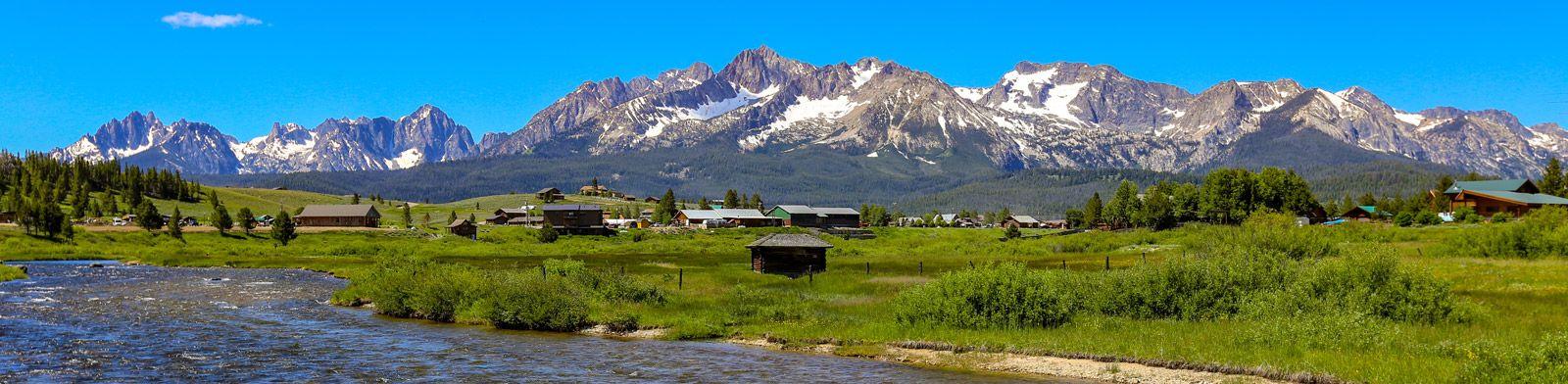 Sun Valley landscape with mountains and river