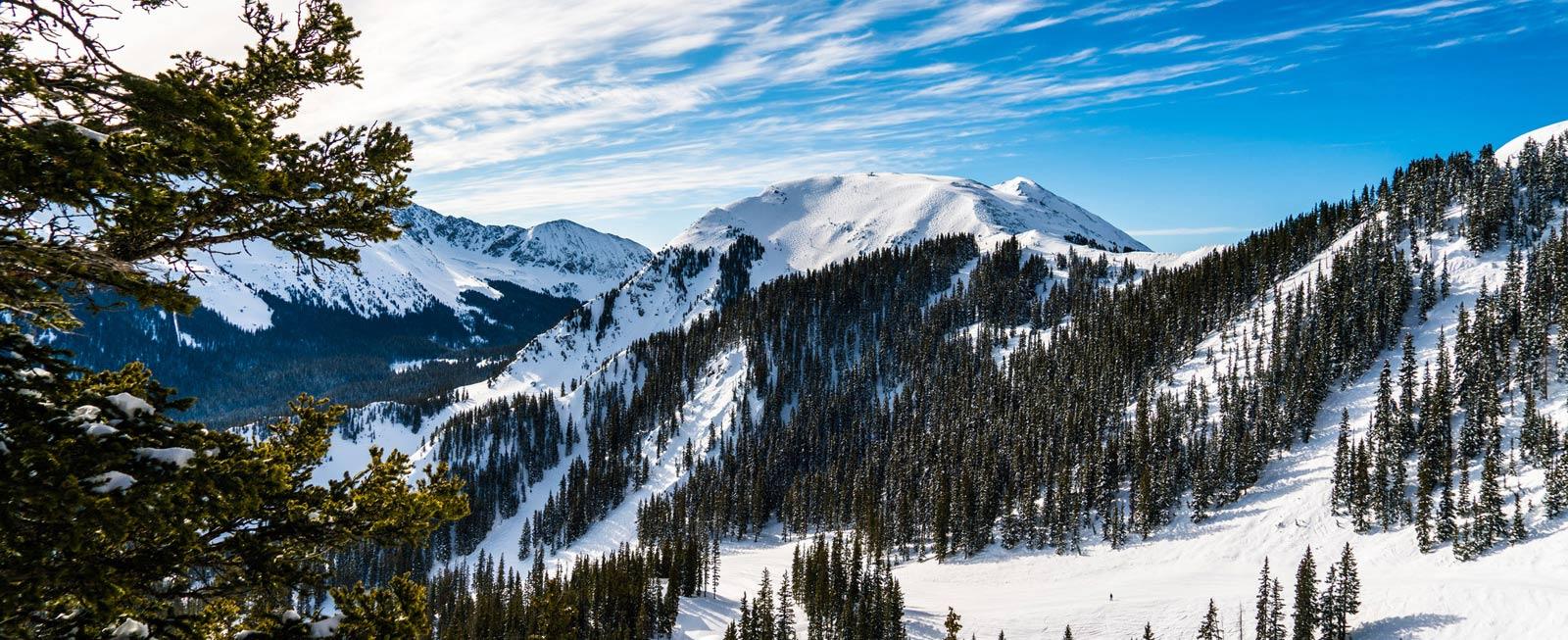 Snow-covered mountains in Taos, New Mexico