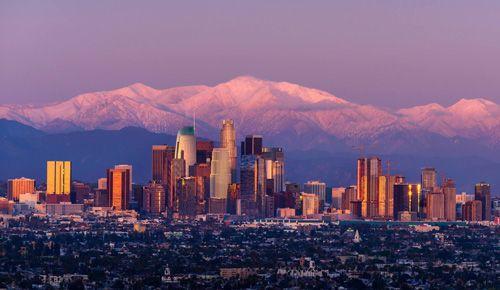 Los Angeles skyline at sunset