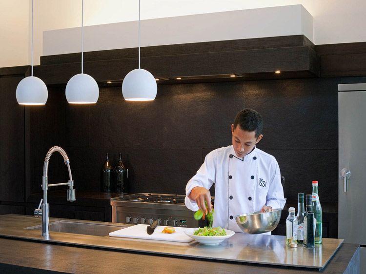 A chef preparing a salad