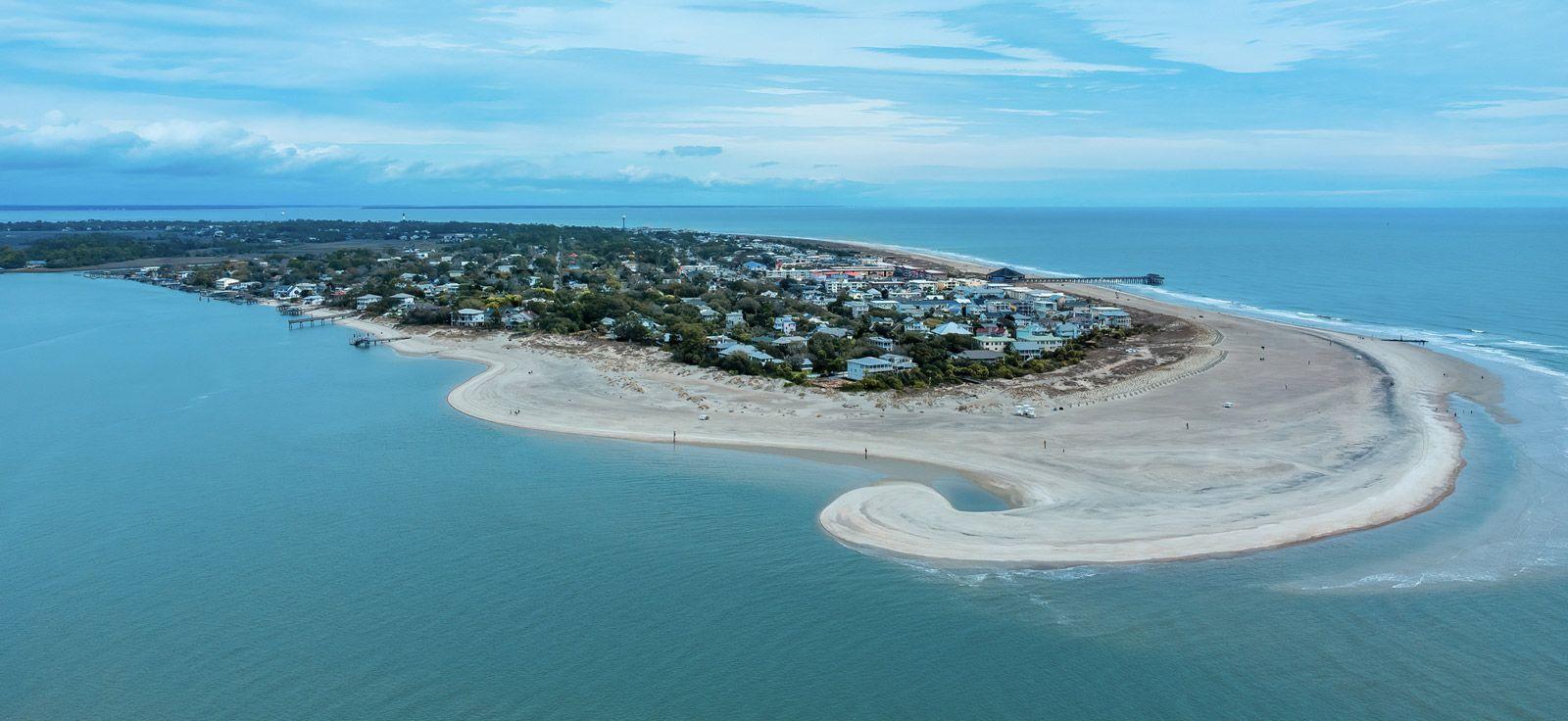 Ariel shot of beach on Tybee Island