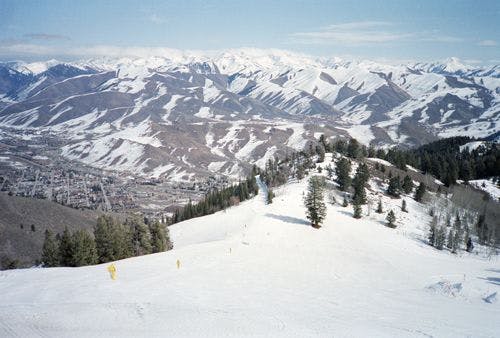 Idaho ski resort in snowy mountains