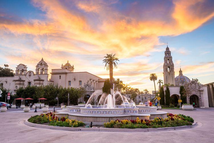 Fountain in a central plaza in San Diego