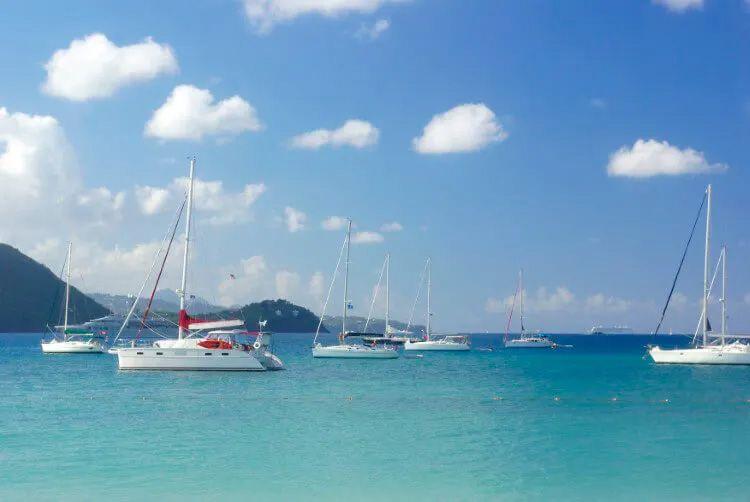 Yachts in the sea in the Caribbean