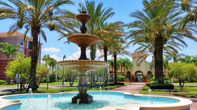 Water fountain in a central square of Vista Cay Resort