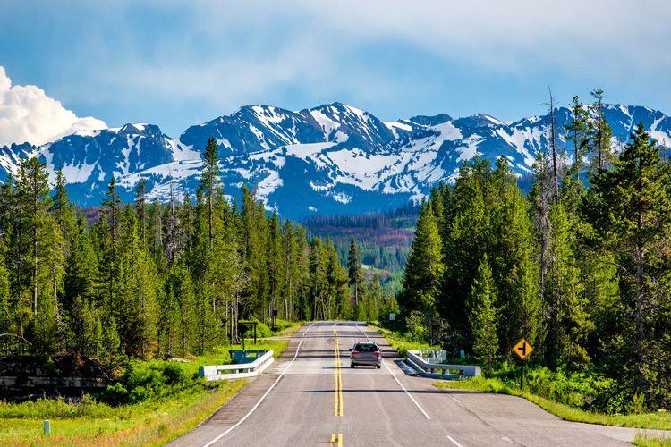 View of mountains in Yellowstone National Park