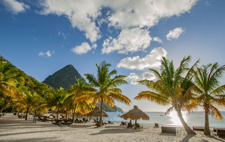 White sand beach in Saint Lucia - Best places to visit in January