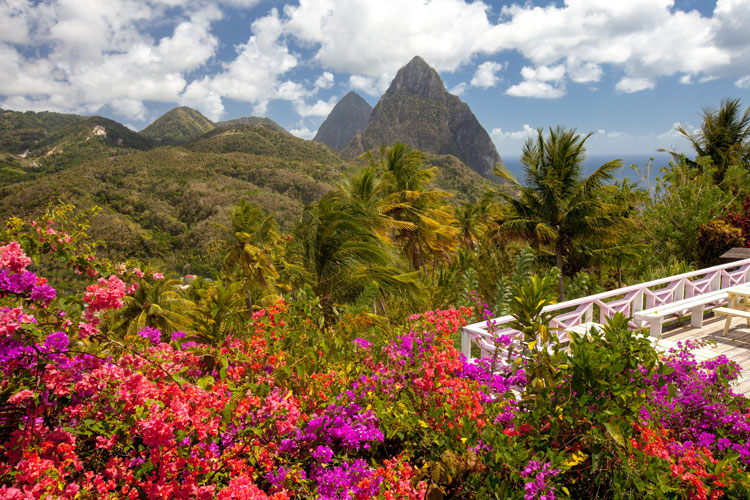 View of the Pitons mountains in Saint Lucia - Best places to visit in January