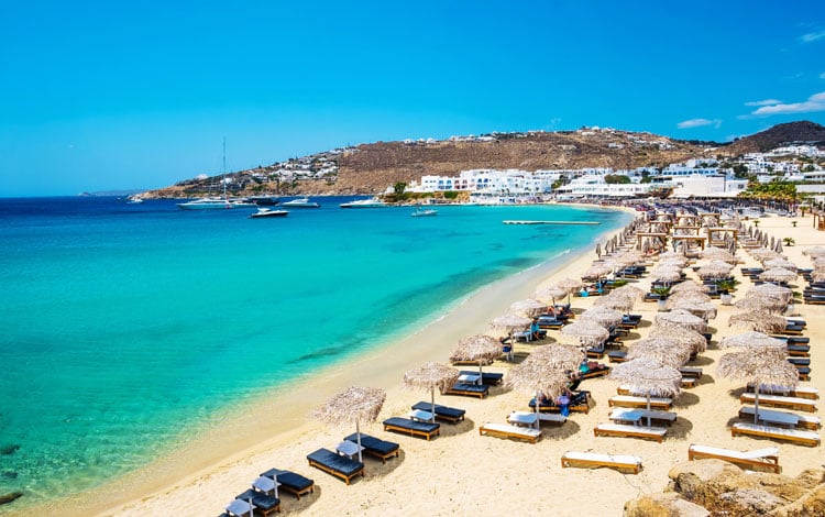 Golden sand beach in Mykonos - The best places to visit in June