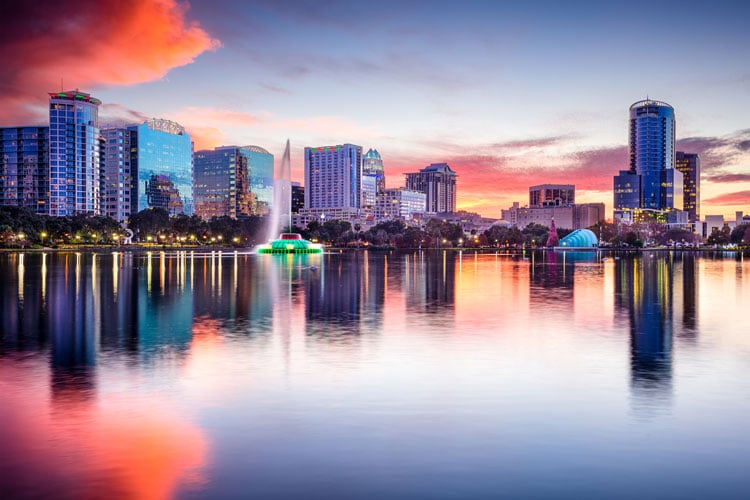 The best places to visit in September Orlando skyline at sunset