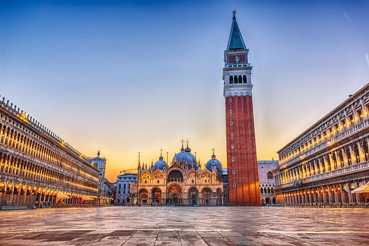 The best places to visit in September - St Mark's Square in Venice with tower