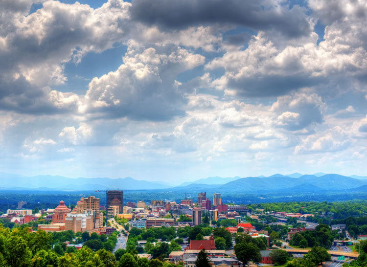 The skyline of Asheville - Best places to visit in January