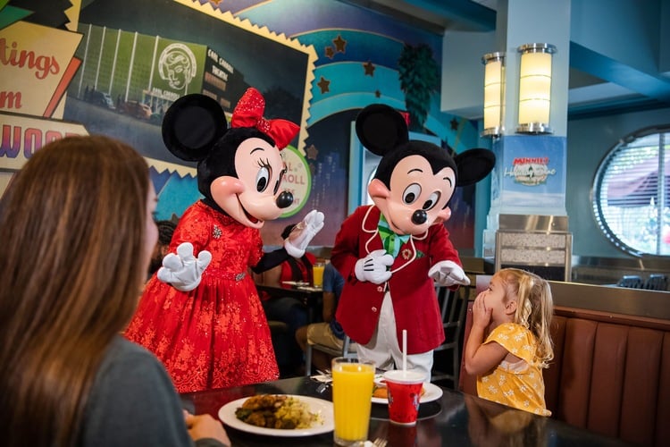 Minnie and Mickey offer a unique character dining experience at Disney World/ Universal Studios vs Disney World character dining experiences.